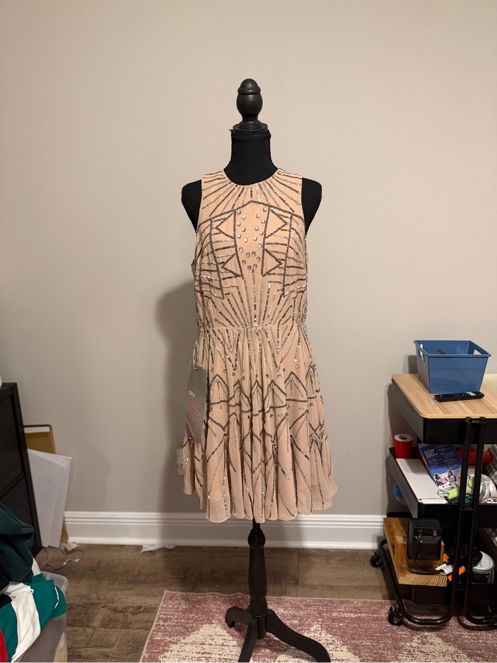 ASOS Nude Embellished Sleeveless Mini Dress